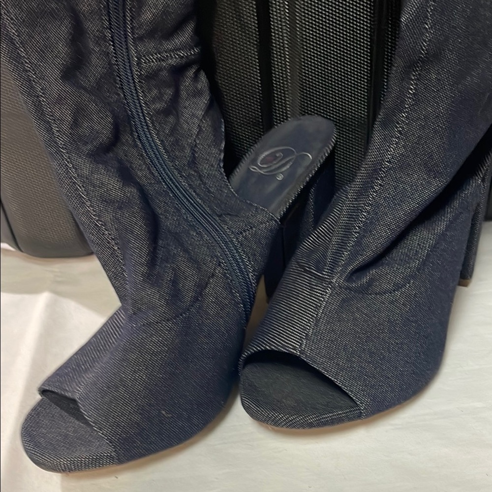 $6 with bundle purchase. Heeled Boots with Open Toe and Sock-Like Fit